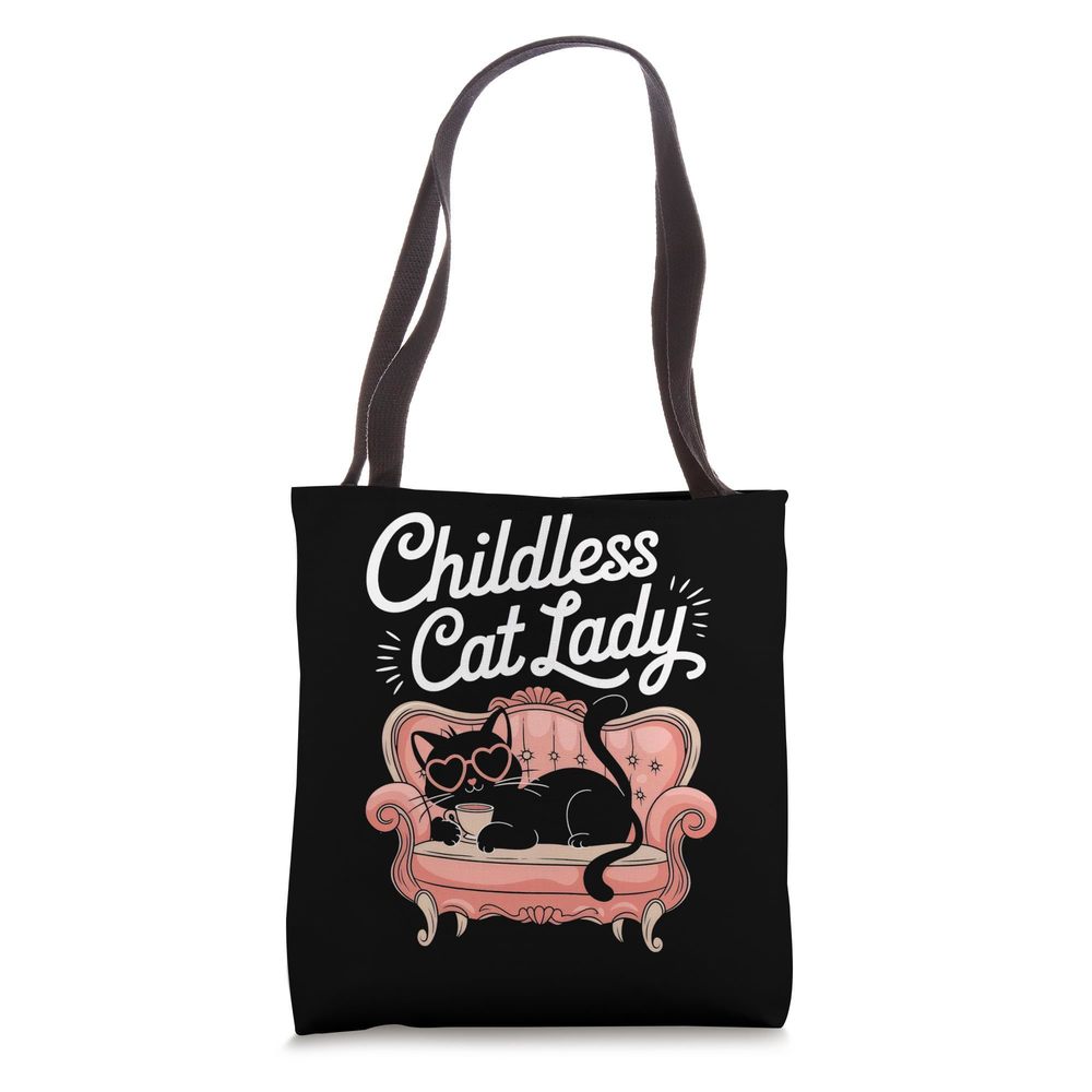 Childless Cat Lady Lounge Couch Retro Vibes Tote Bag >:(